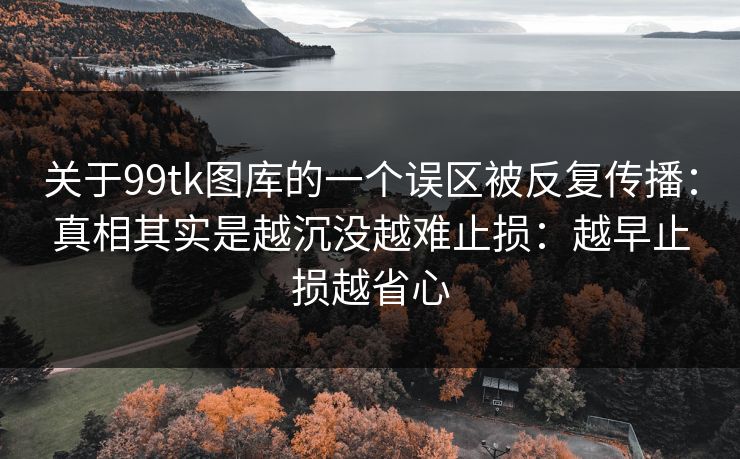 关于99tk图库的一个误区被反复传播：真相其实是越沉没越难止损：越早止损越省心